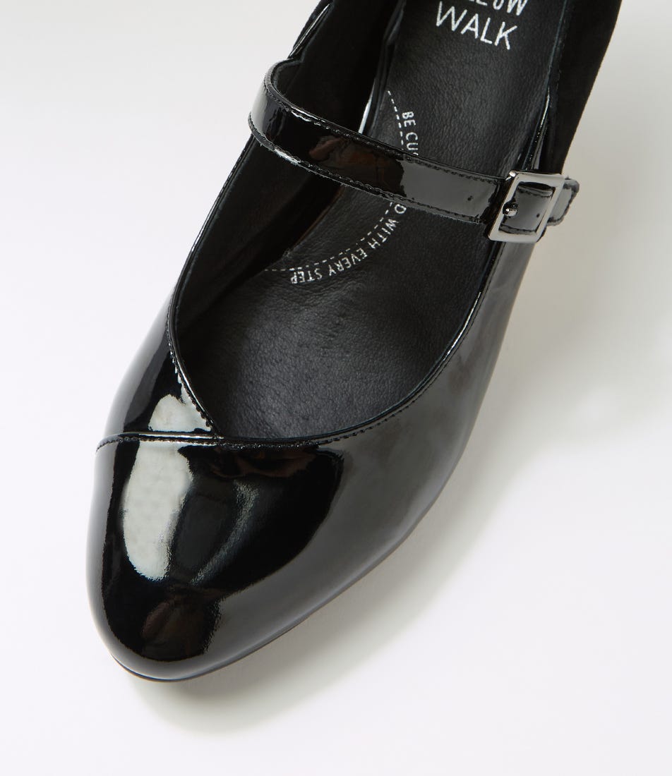 Trell Xw Black Patent Suede Mary Jane Heels