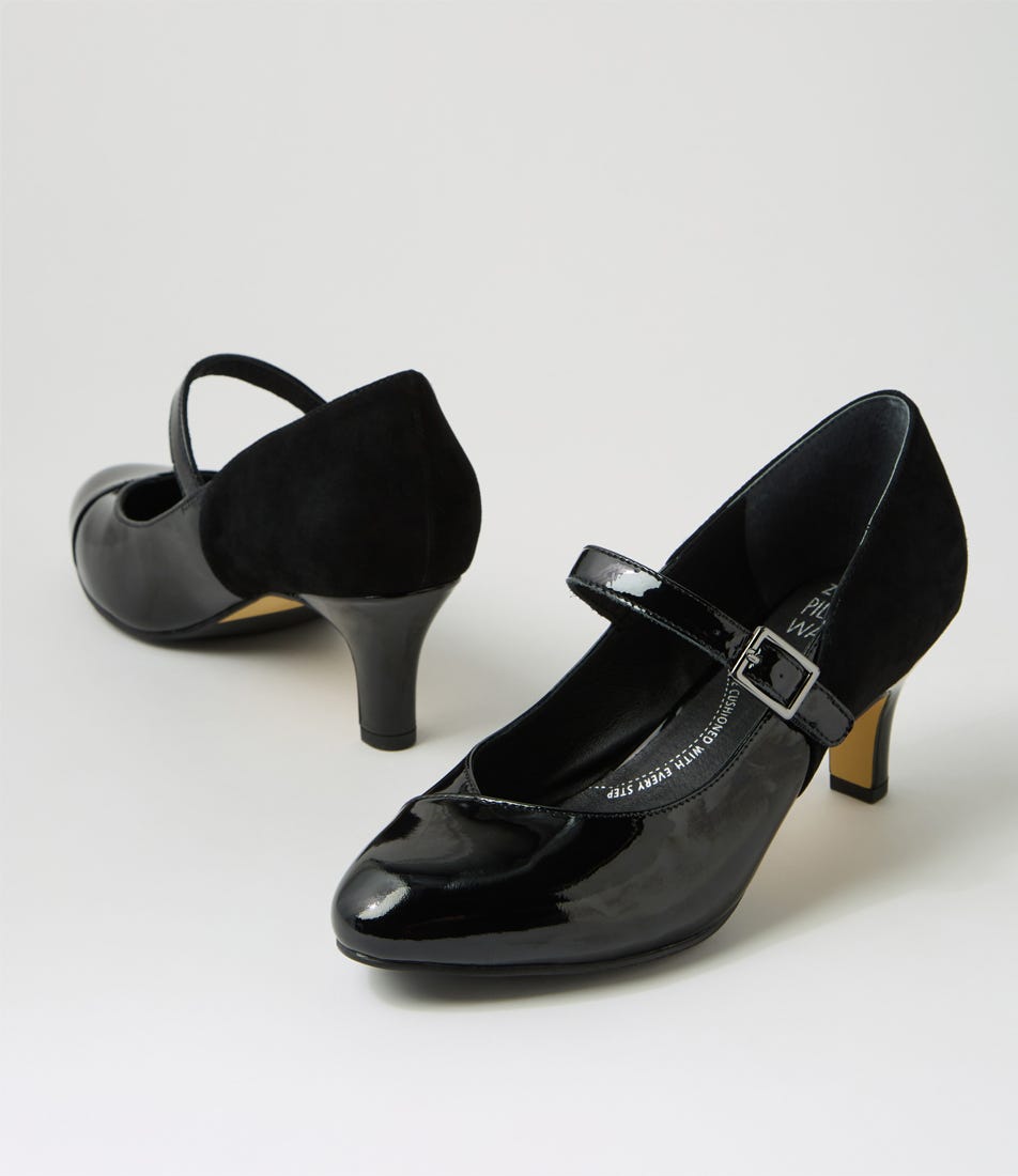 Trell Xw Black Patent Suede Mary Jane Heels