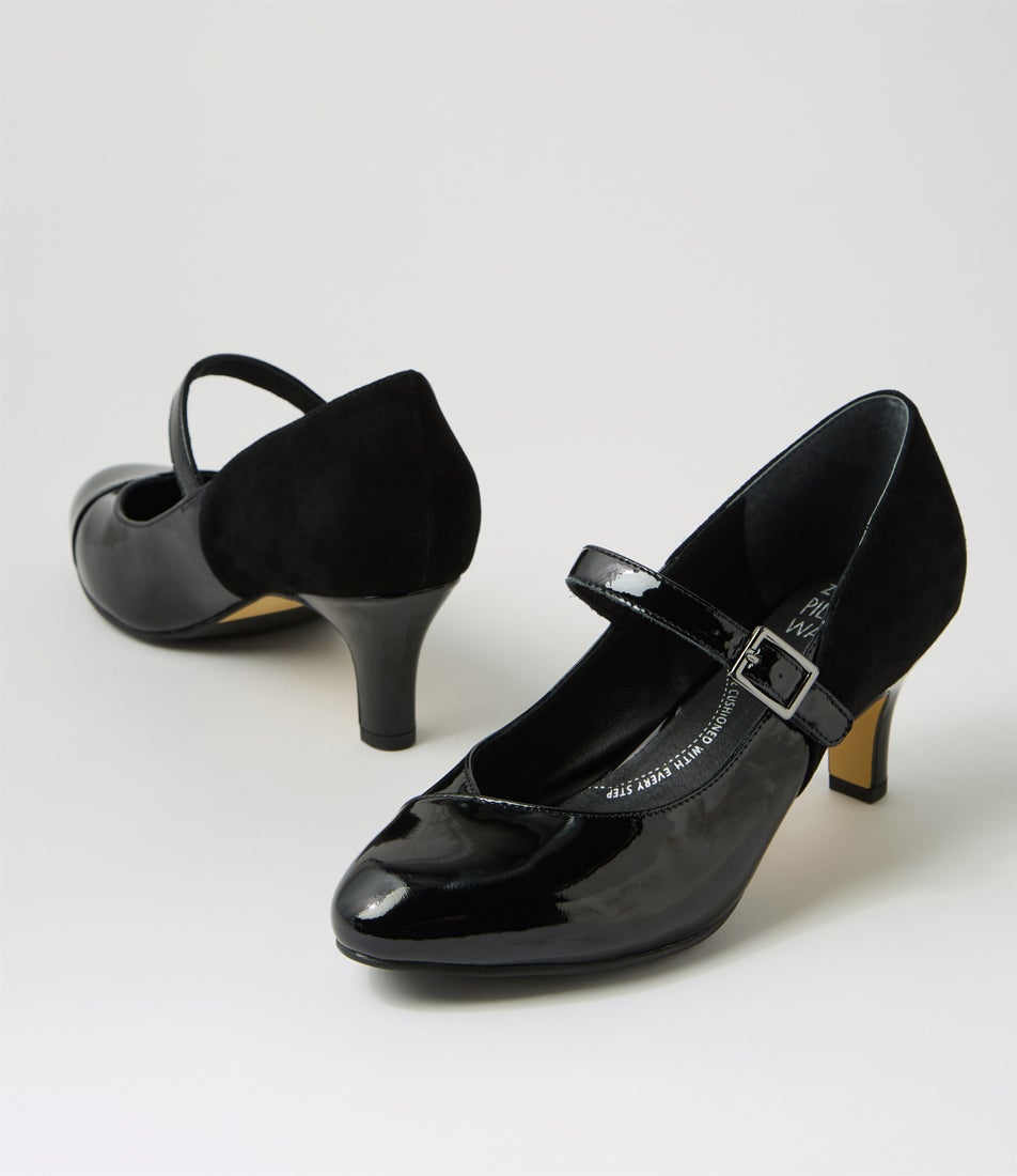 Trell Colors Trell Xw Black Patent Suede Mary Jane Heels