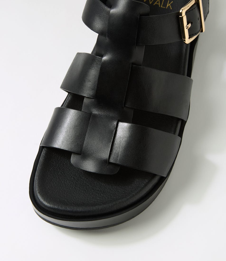 Guilda W Black Leather Sandals