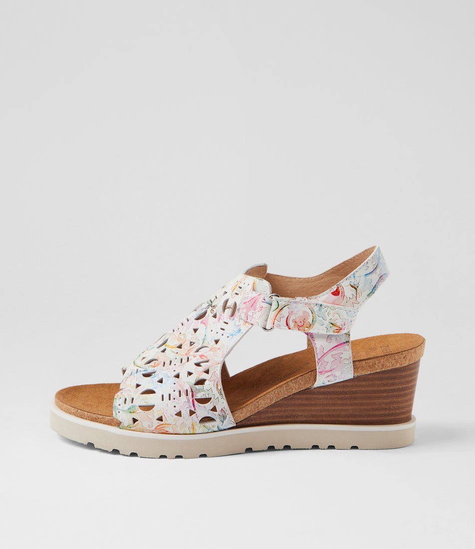 Prillo Prillo W Almond Floral Leather Sandals