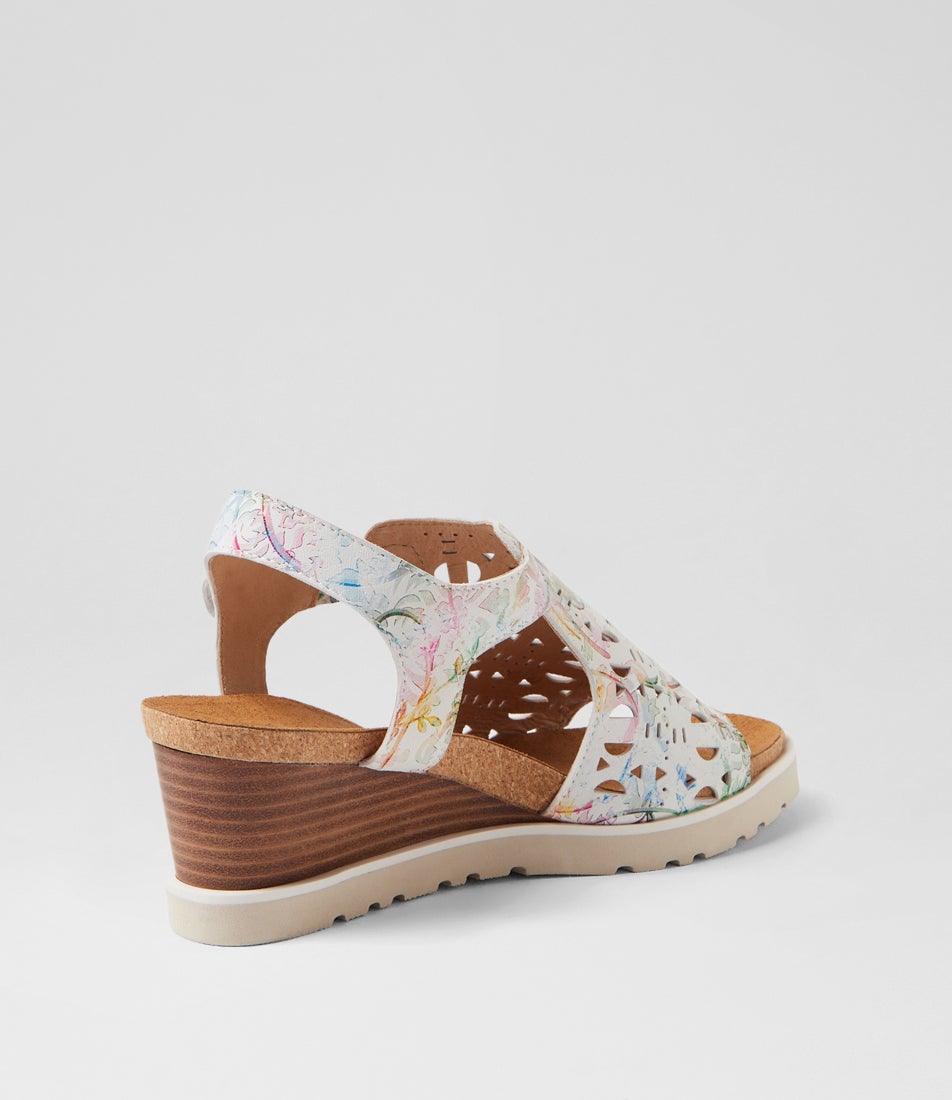 Prillo Prillo W Almond Floral Leather Sandals
